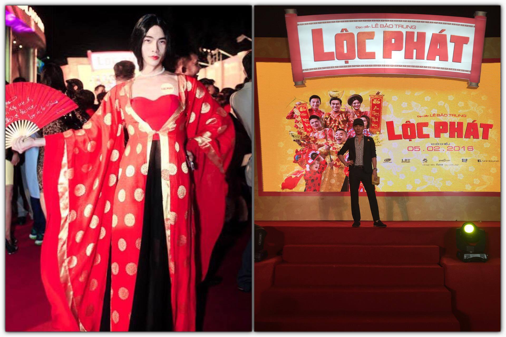 Kenny Sang khoe nhan sắc "nghiêng nước nghiêng thành" trên thảm đỏ họp báo phim Lộc Phát với áo dài ngàn mét